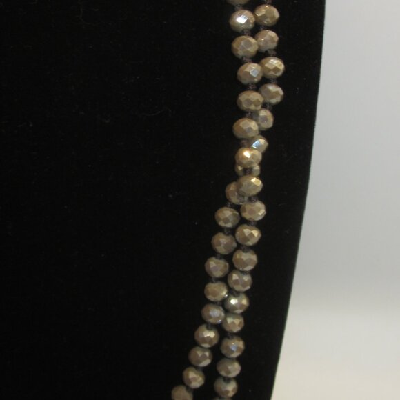 Gray Brown AB Crystal Necklace - Picture 3 of 4